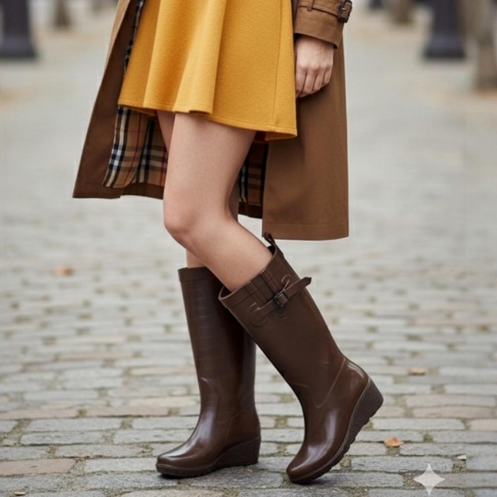 Capelli New York- Wedge Platform Rubber Rainboots- adjustable calf
